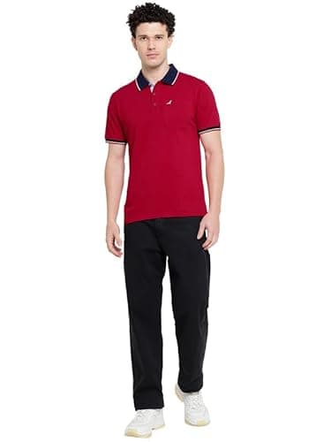 AMERICAN CREW Polo Collar T-Shirt for Men with Pocket (AC526-L_Jester Red) 2