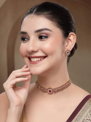 Shining Diva Fashion Necklace Jewellery Set for Women Traditional Latest Stylish Design Fancy (rrsd16637s) 2