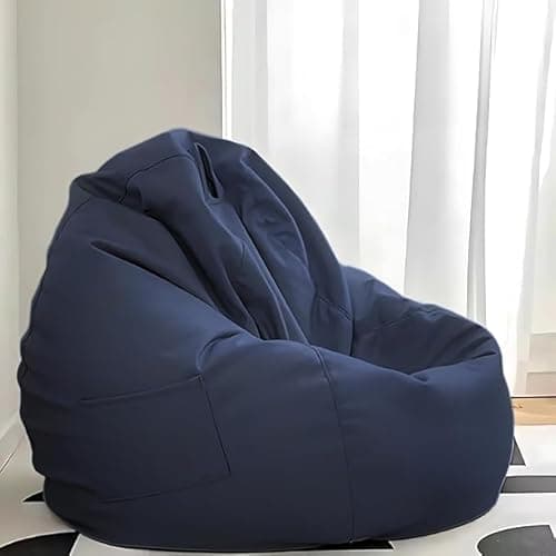 INSTER Premium Leatherette Bean Bag – Comfortable & Stylish Seating for Living Room, Bedroom & Lounge (Size-XL) (Color- Navy Blue)