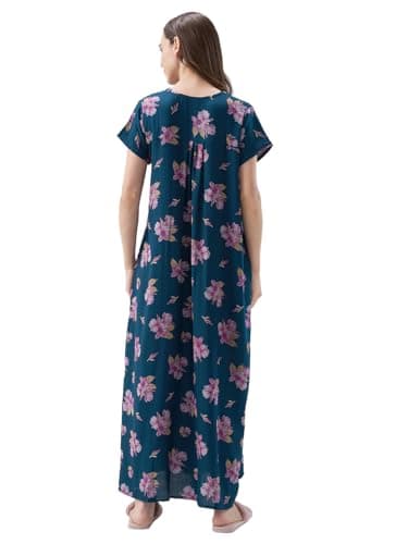 AV2 Women Printed Alpine Nightwear Nighty Maxi Blue Large 7285 2