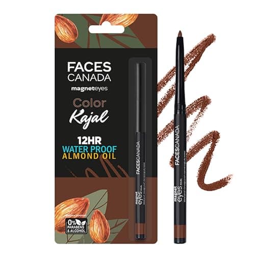 FACESCANADA Magneteyes Color Kajal - Brown Comfort 03, 0.30G | Highly Pigmented Kohl | 12 Hr Long Stay | Matte Finish | Single Stroke Glide | Water Proof | Smudge Proof | Almond Oil Enriched - Pencil