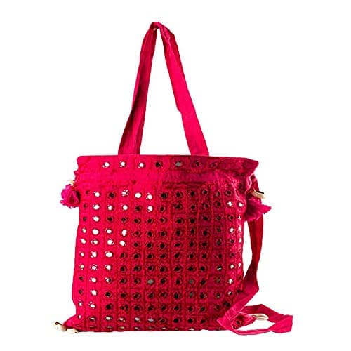 Little India Mirror Work Magenta Sling Bag 10"x12"x2"