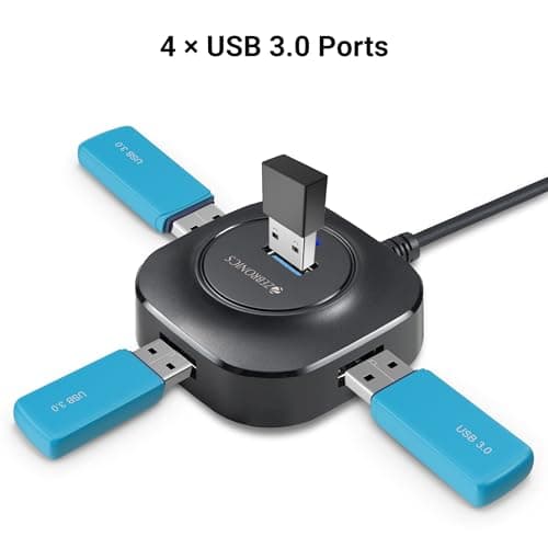 ZEBRONICS 400HB USB HUB, 4 Ports, USB 3.0, Transfer Speeds Upto 5 Gbps, Compact Design, LED Indicator, Multi OS Compatible, Micro USB (for Additional Power), Plug and Play 2