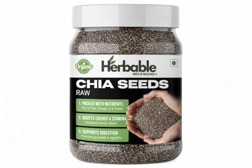 Herbable Raw Chia Seeds 500g | High Fibre, Omega-3, Protein Rich Superfood | Gluten-Free, Vegan | Supports Digestion, Energy, Weight Management