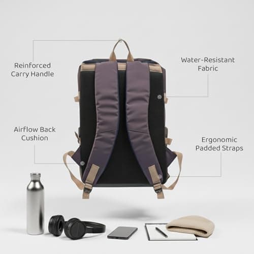 ProArch Atlas Laptop Backpack for Men & Women | Waterproof Travel Backpack | Stylish Office Bag for 15.6 Inch Laptop, College, Business, Casual & Outdoor Use (MehndiChocolate) 5