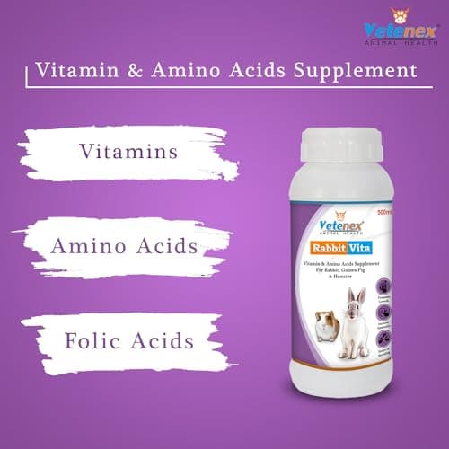 VETENEX Rabbit Vita - Vitamin & Amino Acids Supplement for Rabbit, Guinea Pig & Hamsters - 500 ML 3
