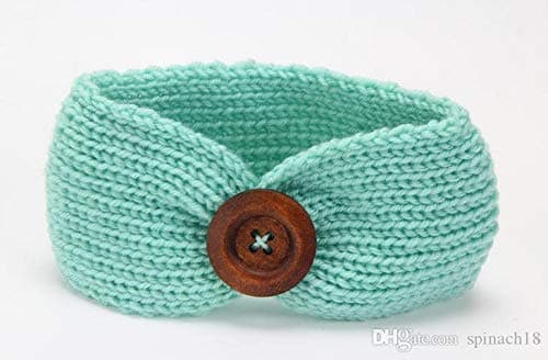 El Regalo 1 PC Woolen Knitting Button Headbands Turban Head Wrap Unisex Knitted Hair Band Young Kids (Upto 5 years) for Girls & Boys (Light Blue) 4
