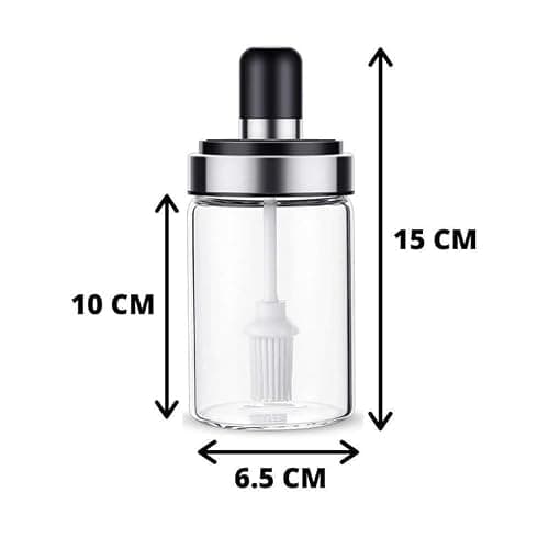 GO STORE Glass Oil Dispenser With Basting Brush, Oil Ghee Containers Bottle for BBQ, Pastry, Grill, Baking, Kitchen Cooking (250 ml) 2