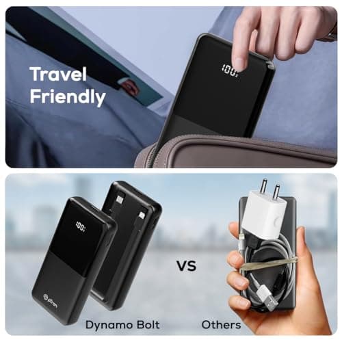 pTron Dynamo Bolt 20000mAh Power Bank w/Inbuilt Charging Cables, 35W Super Fast Charging, USB Type-C Input Power Bank Compatible with QC3.0/PD3.0, 4 Charging Outputs, Type-C Input/Output Port (Black) 5