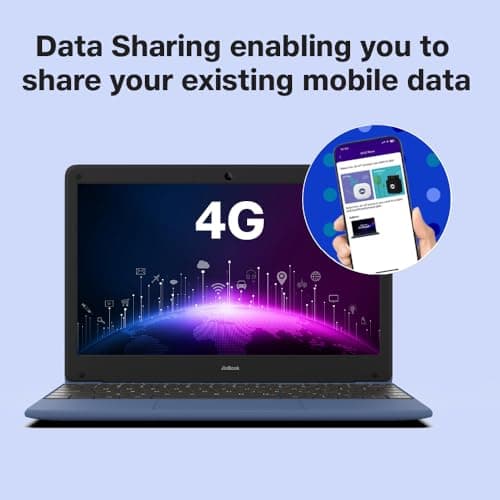 JioBook 11 with Lifetime Office | Android 4G Laptop Mediatek 8788 (JioOS) | Octa-core | 4GB RAM | 64 eMMC Storage | Thin and Light Laptop (11.6 inch, 990 Grams) | Dual Band WiFi + SIM | Blue 4