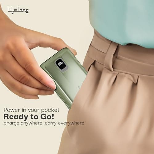 Lifelong Electronics 20000mAh Fast Charging Power Bank with Digital Display | Type C Input | 3 Output Ports | Quick Charge 3.0 | 22.5 W PD Powerbank | Cable Included (Green) 4