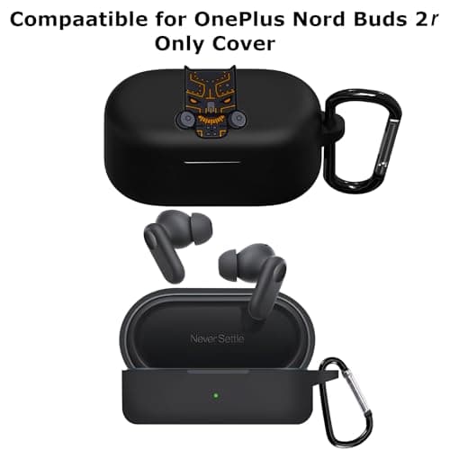Latali New Silicone Case Compatible with Oneplus Nord Buds 2r Protective Soft Silicone 360° Full Protection Dust-Proof Shockproof Case Cover with Hook (Cover Only) (Black-Panther) 4