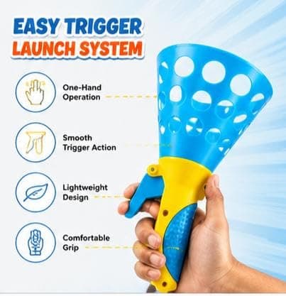 Toyndia Click and Catch Twin Ball Launcher Game with 3 Balls | Pop & Catch Ball Toy Set | Indoor Outdoor Sports Game for Kids | Active Play Toy for Boys & Girls 3+ Years | Multicolor (Pack of 1) 3
