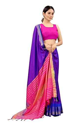 Enthone Women's Uppada Art Silk Saree With Blouse Piece (SZ-AURA2-BU-761_Blue) 4