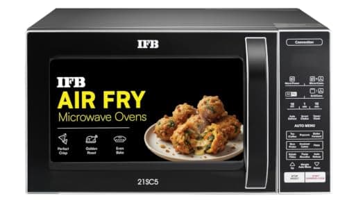 IFB 21L Air Fry Convection Microwave with 5 in 1 Versatility Bake, Grill, Roast, Reheat & Multi-Stage Cooking, Auto Cook Menus (21SC5, Silver, Weight Defrost, Steam Clean, 10 Power Levels)