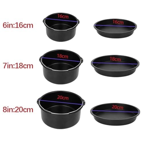 HEAVENGLOW 2Pcs Baking Tin Pan Air Fryer Oven Non Stick Cake Barrel Cookware 6 Inch|Home & Garden | Kitchen Dining & Bar | Small Kitchen Appliances |1 Piece Cake Bucket 4