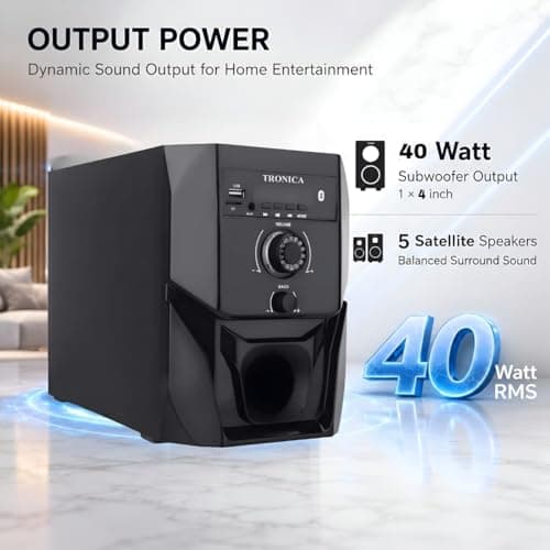 TRONICA Super King 5.1 40Watt |Bluetooth Home Theater System |Multimedia Speaker with Subwoofer| Deep Bass Sound System for TV, Laptop & Phone | Movies & Gaming | USB, FM, AUX & Remote Control 4