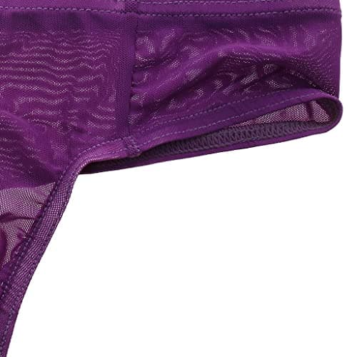 Meadawgs® Men's Nets Yarn Bulge Pouch Bikini Briefs Breathable T-Back S Purple|Clothing Shoes & Accessories | Mens Clothing | Underwear|1x Men's Bikini T-Back 4