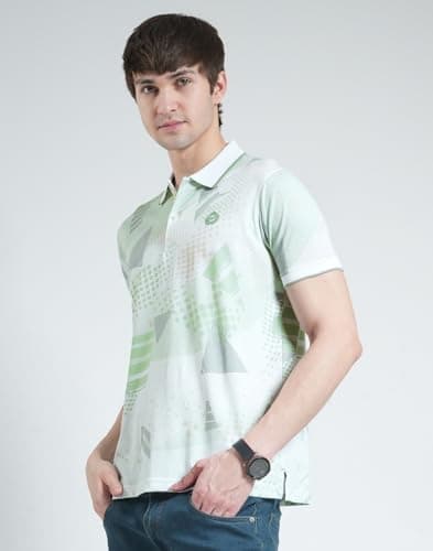 Monte Carlo Men's Regular Fit Printed Polo T-Shirt | Half Sleeve | Collared Neck | Casual Wear T Shirt for Men's Green XL (Pack of 1) 2