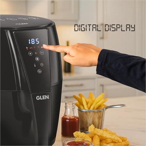 Glen Digital Air Fryer 5L, 1500W Large Airfryer with 6 Pre-Set Function, Non-Stick Basket, Auto Sleep & Shut Off, Timer & Temperature Control, Bake Fry Roast & Grill with Less Oil - Black (SA3041DIGI) 2