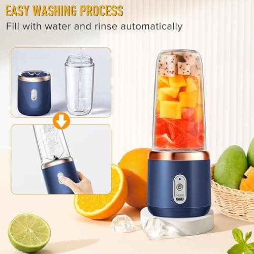 Toxu Portable Blender For Smoothie And Juices : Powerful 40 Watts Juicer Blender that Can Crush Ice too | Juicer Machine With 1800 Mah Rechargeable Battery-Smoothie Blender With In 400 MLJar 2