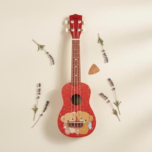 ATORSE Guitar-Design Body 21-Inch Ukulele Round Sound Hole Wooden Ukulele Fretted Neck 21 Inch Compact, Pink 3