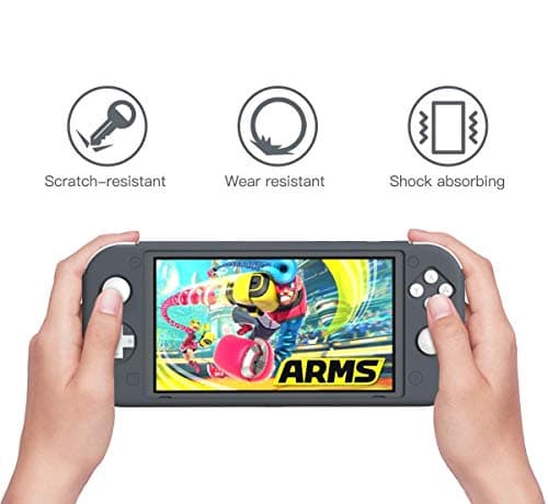 TMG Protective Case Cover for Nintendo Switch Lite, Silicone Protective Rubber Cover, Shock-Absorption Anti-Scratch Non-Slip Case for Nintendo Switch Lite Console - Turquoise (Grey) 2