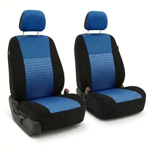 FH Group FB060102 Trendy Elegance Pair Set Bucket Car Seat Covers, (Airbag Compatible) w. Gift, Blue/Black Color-Fit Most Car, Truck, SUV, or Van