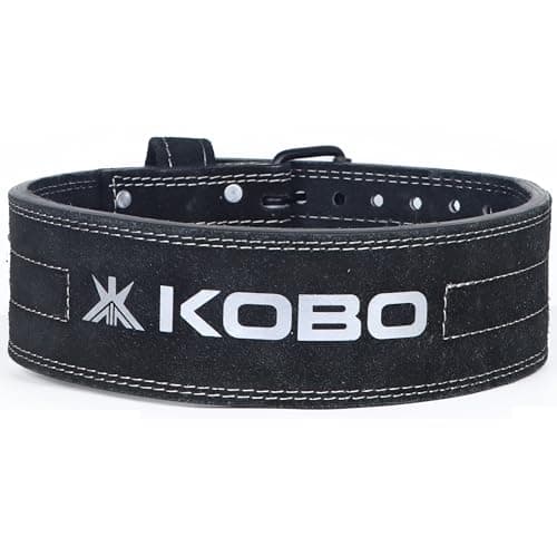 Kobo 8mm Prong Gym Belt For Weight Lifting Fitness, Seude Leather, 4” Wide Back Support, 9 Adjustable Dual Holes, Powerlifting Bodybuilding Deadlift Squat Workout Strength Training, Men Women WTB-25 3