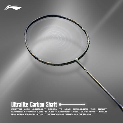 Li-Ning G-Force 3800 II Superlite Strung Badminton Racket with Full Cover | 5U | Maximum Tension ≤ 30 Lbs (Olive Green/Black) 5