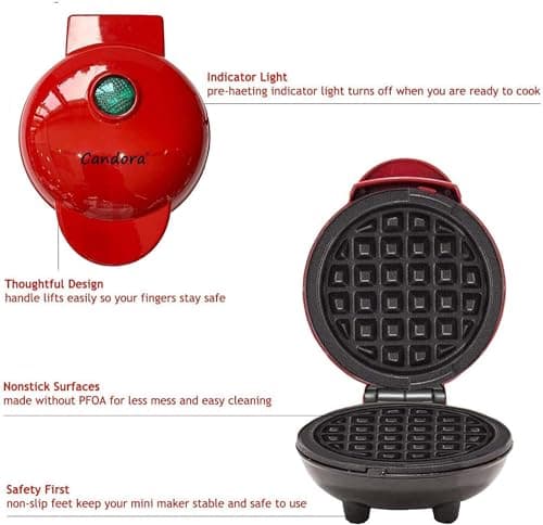 TAZLYN mini waffle maker machine for home kitchen appliances for home kitchen items gift Non-Stick Surfaces4 Inch, Perfect for Breakfast,Dessert, Sandwich, Pan Cakes, Paninis/Other Snacks 2