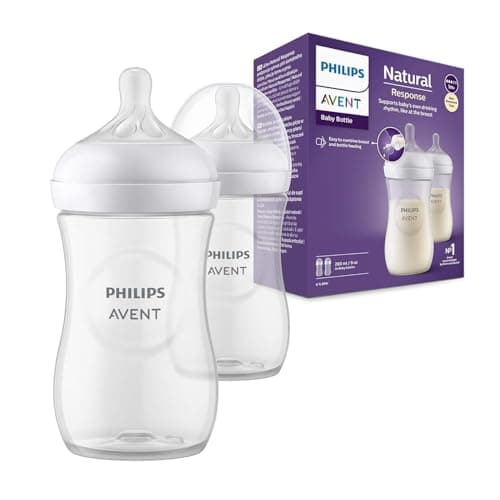 Philips Avent Natural Response 3.0 Plastic Baby Feeding Bottle | 260ml | No.1 Brand Recommended by Moms Worldwide | Ideal for 1 months+| Mimics Breastfeeding | Uniquely Designed Nipple | Pack of 2| SC
