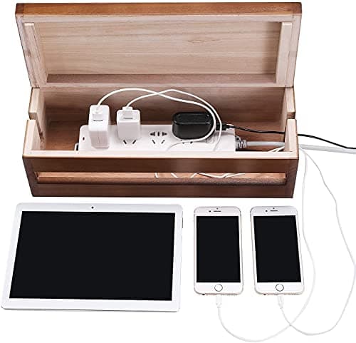 White Whale you think, we bring Cable Management Box Wooden Cord Organizer Box for Extension Cord Power Stripe Surge Protector Wire Management Concealer Organizer Cover Hider for Desktop Home 3
