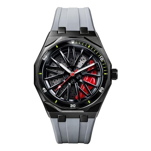 Carlington Nitro Series Analog Watches for Men | Unique Wheel Dial Design | Premium Silicone Strap | Stylish Sports Look | Quartz Movement Wrist Watches for Boys & Men_CT-7277 Grey