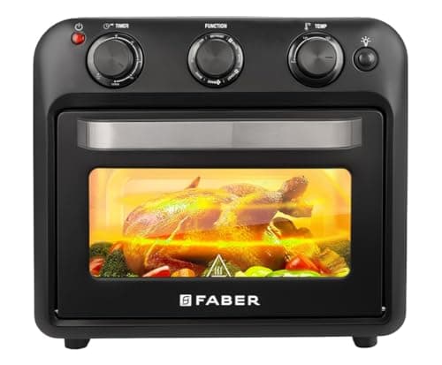 Faber 20 liter 1500 Watts Air Fryer Oven|Fry, Bake, Roast, Toast, Defrost, Grill, Reheat & Broil|85% Less Oil|Temperature & Timer Control, Preset Cooking Options, Convection Function, Auto-Off|(Black)