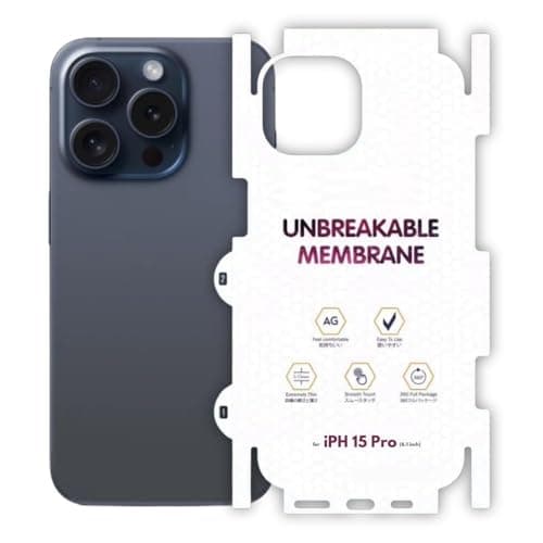 JGD PRODUCTS Matte Finish Full Body Cover Back Protector Compatible with iPhone 15 Pro | Unbreakable Membrane Scratch Guard Full Fit Protective, Case Friendly, (Back & Side) (Pack of 1)