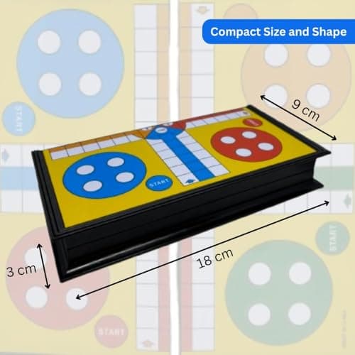 Fun4You Magnetic Ludo Board Game, Portable Folding Strategy Game with Magnetic Pawns and Dice, Travel-Friendly Family Game Night Essential for Ages 3+ 3