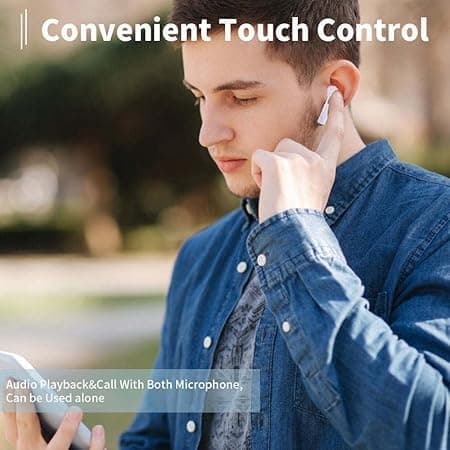 Wireless Earbuds Bluetooth 5.1 TWS Earphones Full Touch Control Headphones Built-in Microphone Immersive Sound Quality Ensure Fast Stable & Connection Smart LED Headset Sports Bud (Black) 4