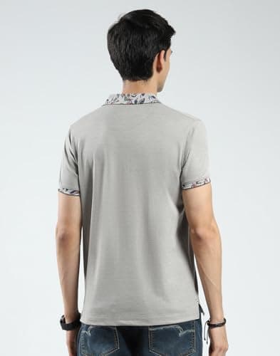 Monte Carlo Men's Slim Fit Polo T-Shirt | Printed Pattern| Half Sleeve | Collared Neck | Casual Wear T Shirt for Men's Grey XXL (Pack of 1) 4