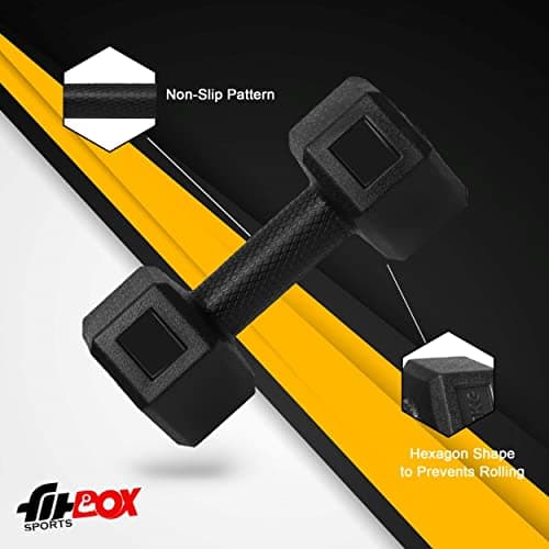 FitBox Sports Exclusive Hex PVC Dumbbells (2kg - 10kg) Pack Of Dumbbells Set For Home Gym, Black 2