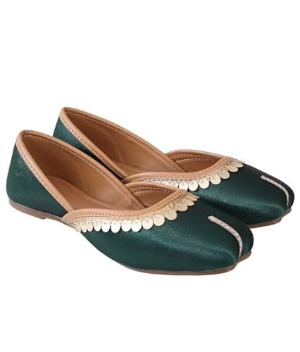CatBird Women’s Designer Jutti with Embellished Border | Soft Cushioned Ethnic Mojari | Lightweight Slip-On Traditional Footwear | Festive 8 UK Mehandi