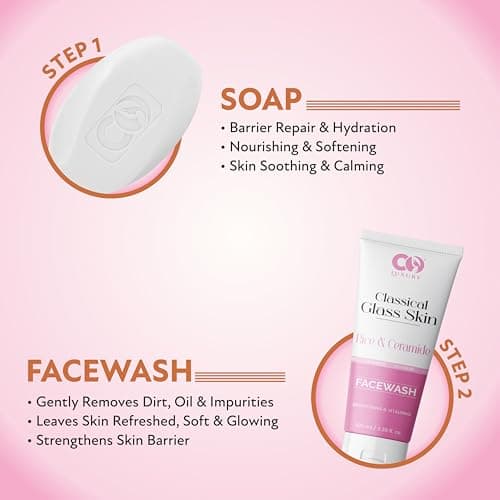 CO Luxury Rice & Ceramide 8-Step Classical Glass Skin Care Kit | Moisturizer,Facewash,Toner,Sunscreen,Peel-Off Mask,Serum,Eye Cream & Soap | Brightening, Hydrating & Even Tone ( Set of 8 Items) 3