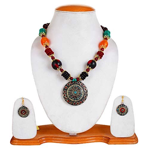 YouBella Gifts Stylish Latest Traditional Afghani Tribal Beads Multicolor Jwell Necklace Jewellery Set with Earrings for Girls and Women 4