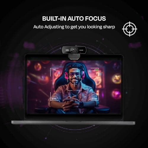 Kreo Owl Full HD 1080P 60 FPS Webcam with Auto-Focus and Built-in Dual Digital Mic, Plug and Play Setup for Video Call, Streaming, YouTube and More, Built-in Privacy Shutter with 360 Rotation (Black) 3