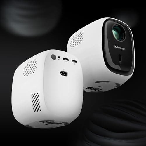 ZEBRONICS PIXAPLAY 53, Smart Vertical Projector, 3500 Lumens, 4K Support, 120 Inch Screen Size, Auto Focus, Auto Keystone, Bluetooth, HDMI, USB, WiFi, 1080p Support, APP Support, Miracast 2