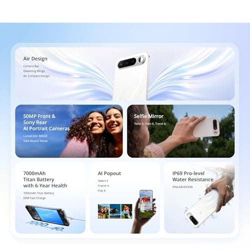 realme 16 5G Smartphone 7000mAh Titan Battery 60W Fast Charge, 8GB + 256GB 6.57" AMOLED 120Hz Display, Dual 50MP AI Camera, MediaTek Dimensity 6400 Turbo Processor, Fingerprint IP69 Air White 2