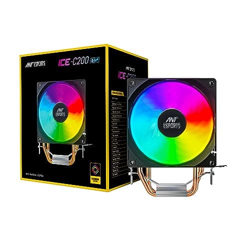 Ant Esports ICE-C200 V2 CPU Cooler/CPU Fan with Rainbow LED Fan | Support - Intel : LGA1700 / 115X / 1200/1366 x 775 & AMD : AM5, AM4, AM3+, AM3, AM2+, FM2, FM1