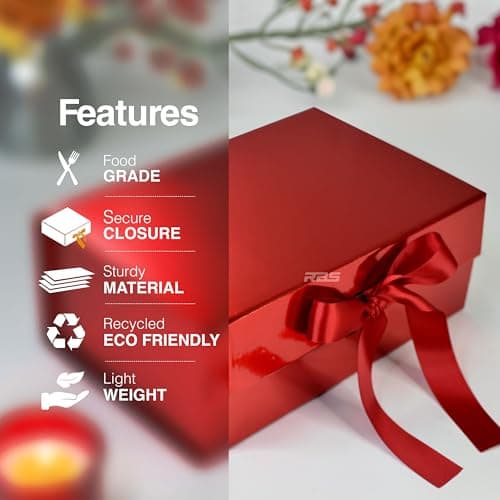 RBS® - Red Gift Box for Packing (23x16x10 Cm) With Satin Ribbon Valentine's Day Empty Return Gift Hamper Box Holds Upto 5 Kg Maroon Gift Boxes for Presents Reusable Gift Packing Box (Burgundy Bliss) 4