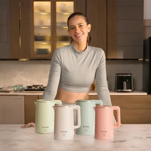 Tesora Premium Electric Kettle | Auto Power Cut | Boil-Dry Protection | Cool Touch Double Wall | 1500 Watts |1-Year Warranty by Tesora (Pink-01) 2