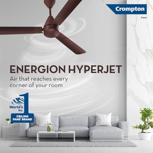 Crompton Energion Hyperjet 1200mm BLDC Ceiling Fan | Point Anywhere Remote Control | BEE 5 Star Rated Energy Efficient | Superior Air Delivery | Anti-Rust | 2 Year Manufacturer Warranty | Brown 2